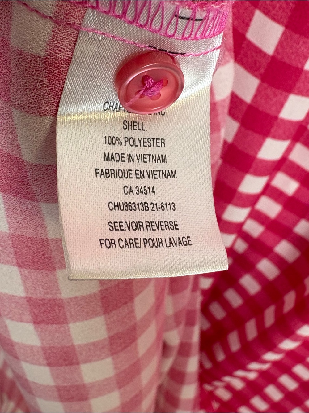 Meg & Margot Women’s Pink White Gingham Check Blouse Size 3X, cap sleeve, Flowy - Picture 4 of 5